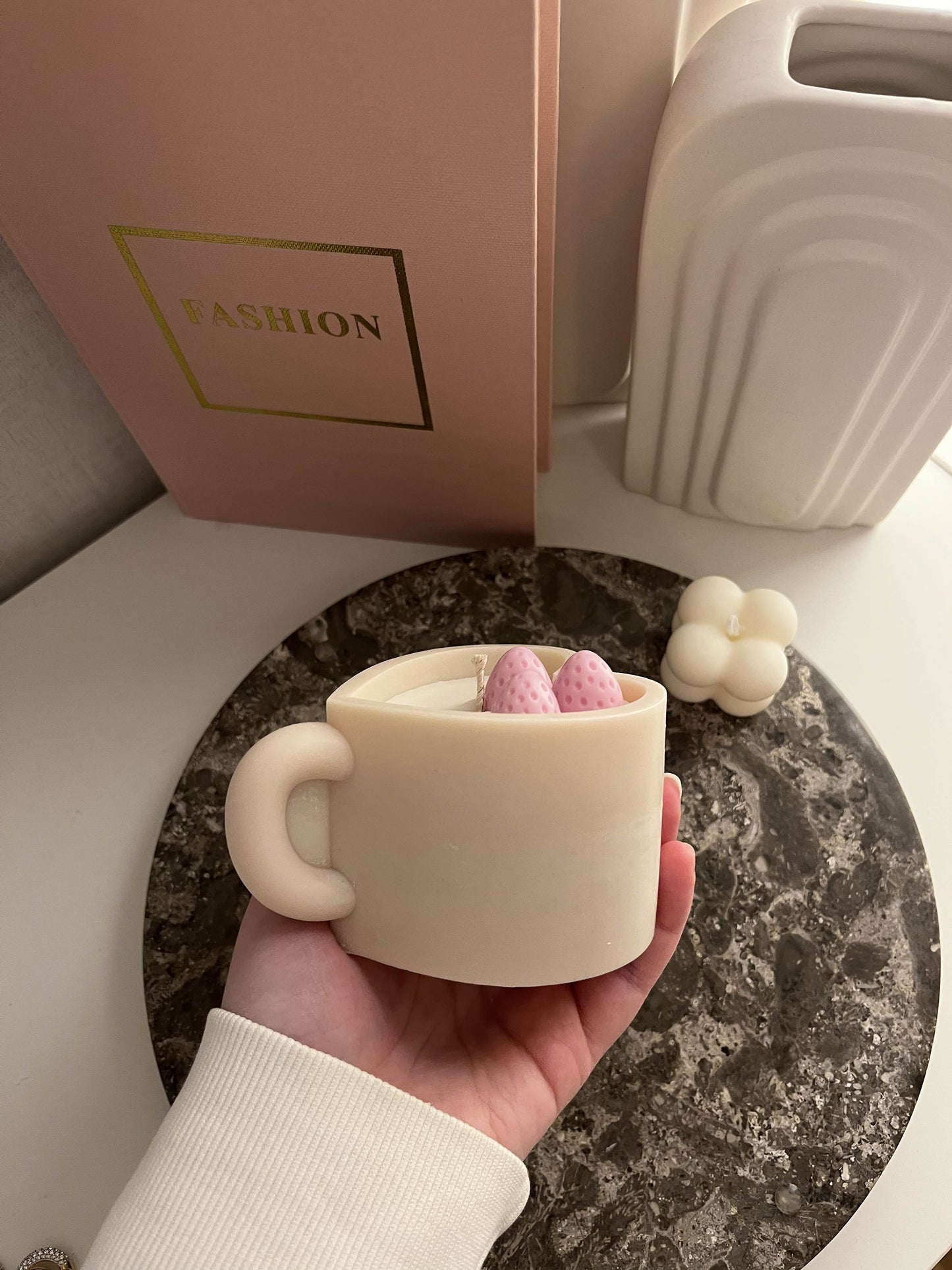 Strawberry Coffee Cup Candle
