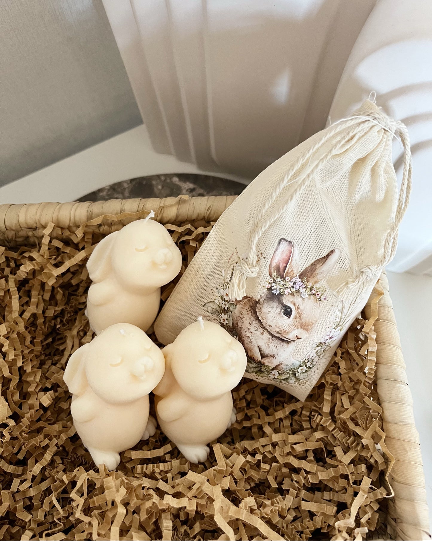 Adorable Bunny Candle Set – 3 Soy Wax Bunnies (+ Free Gift Bag)