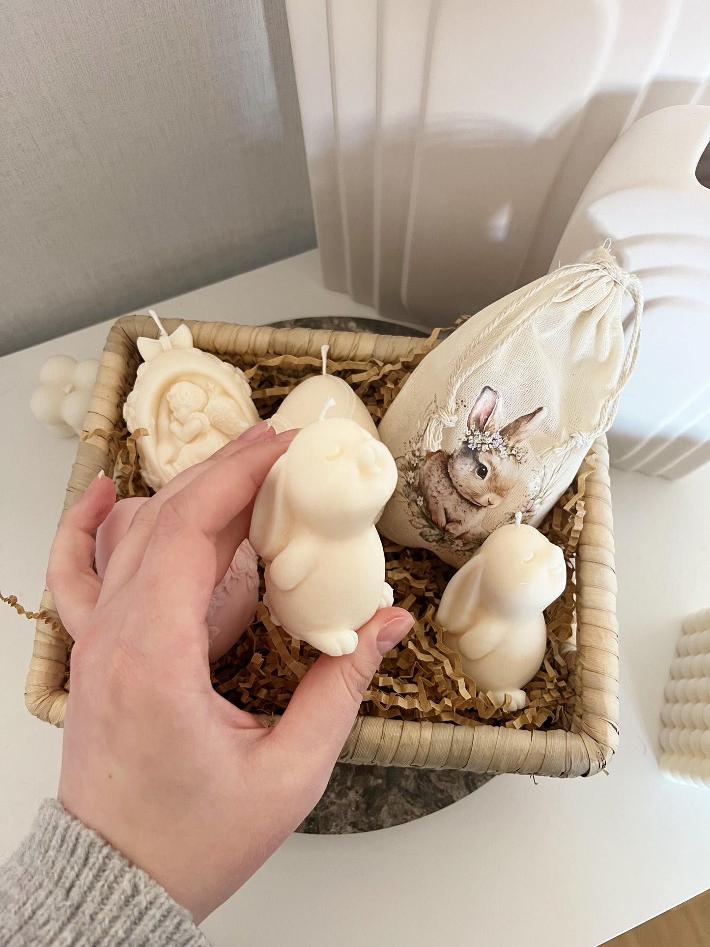 Adorable Bunny Candle Set – 3 Soy Wax Bunnies (+ Free Gift Bag)