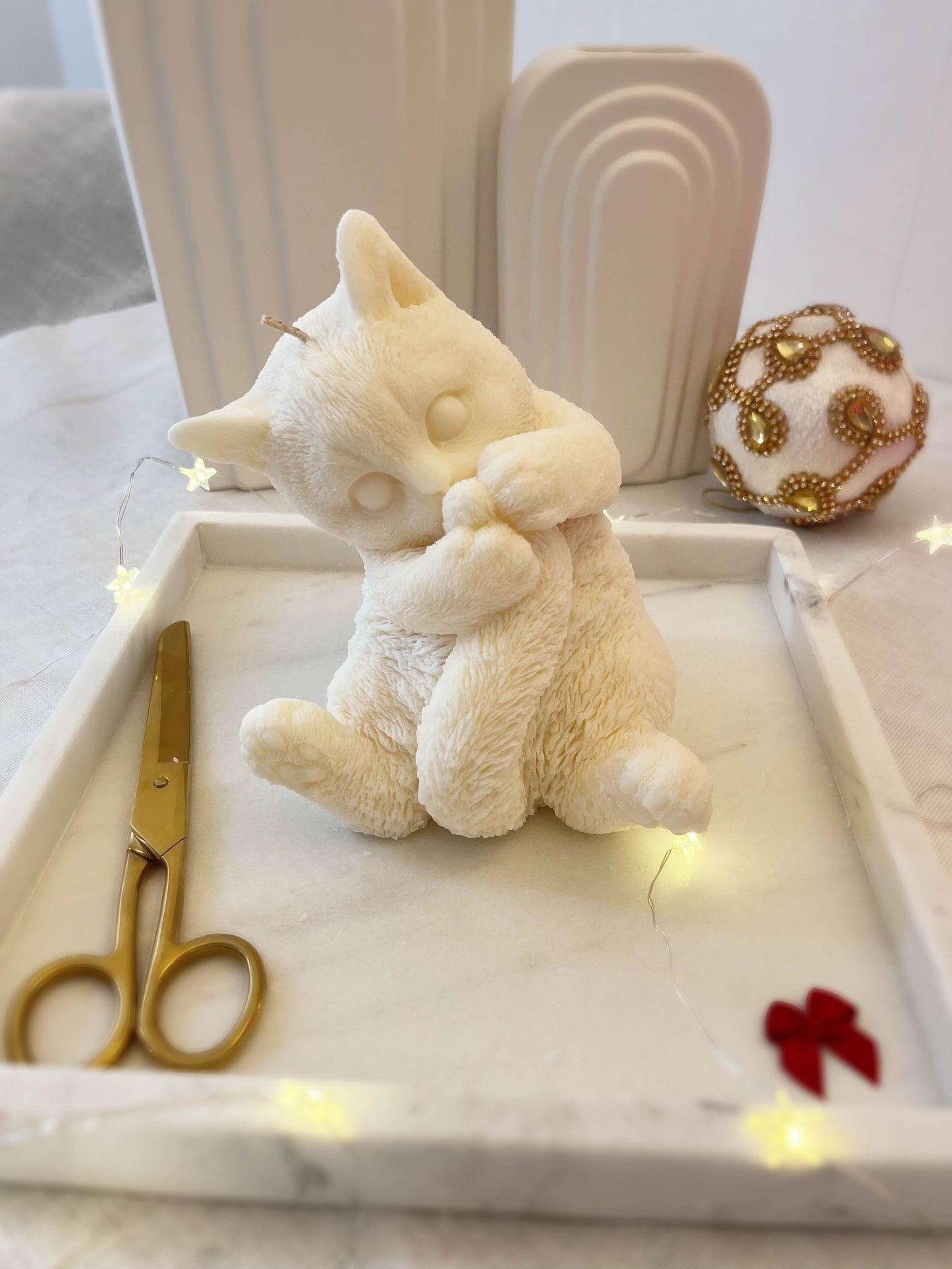 Fluffy Cat Candle | Handmade Soy Wax Cat Candle