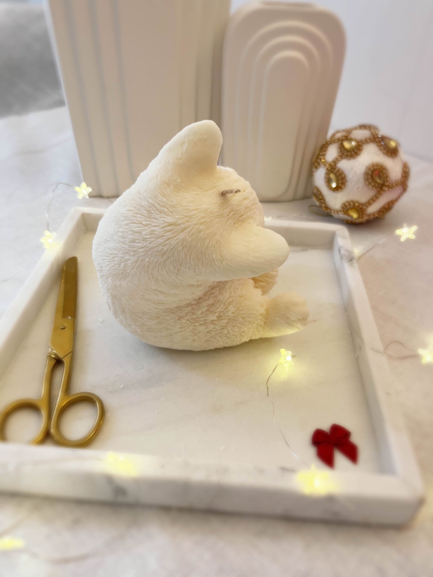 Fluffy Cat Candle | Handmade Soy Wax Cat Candle