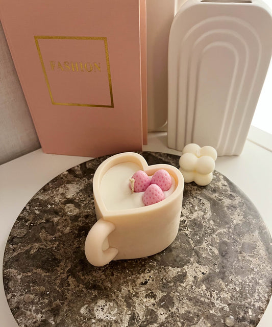 Strawberry Coffee Cup Candle