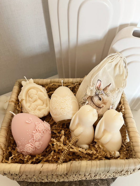 Easter Mix Set: 3 Egg Candles & 2 Bunny Candles (+ Free Gift Bag)
